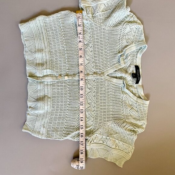 Lace knit short sleeve blouse, Crop top - Picture 6 of 9